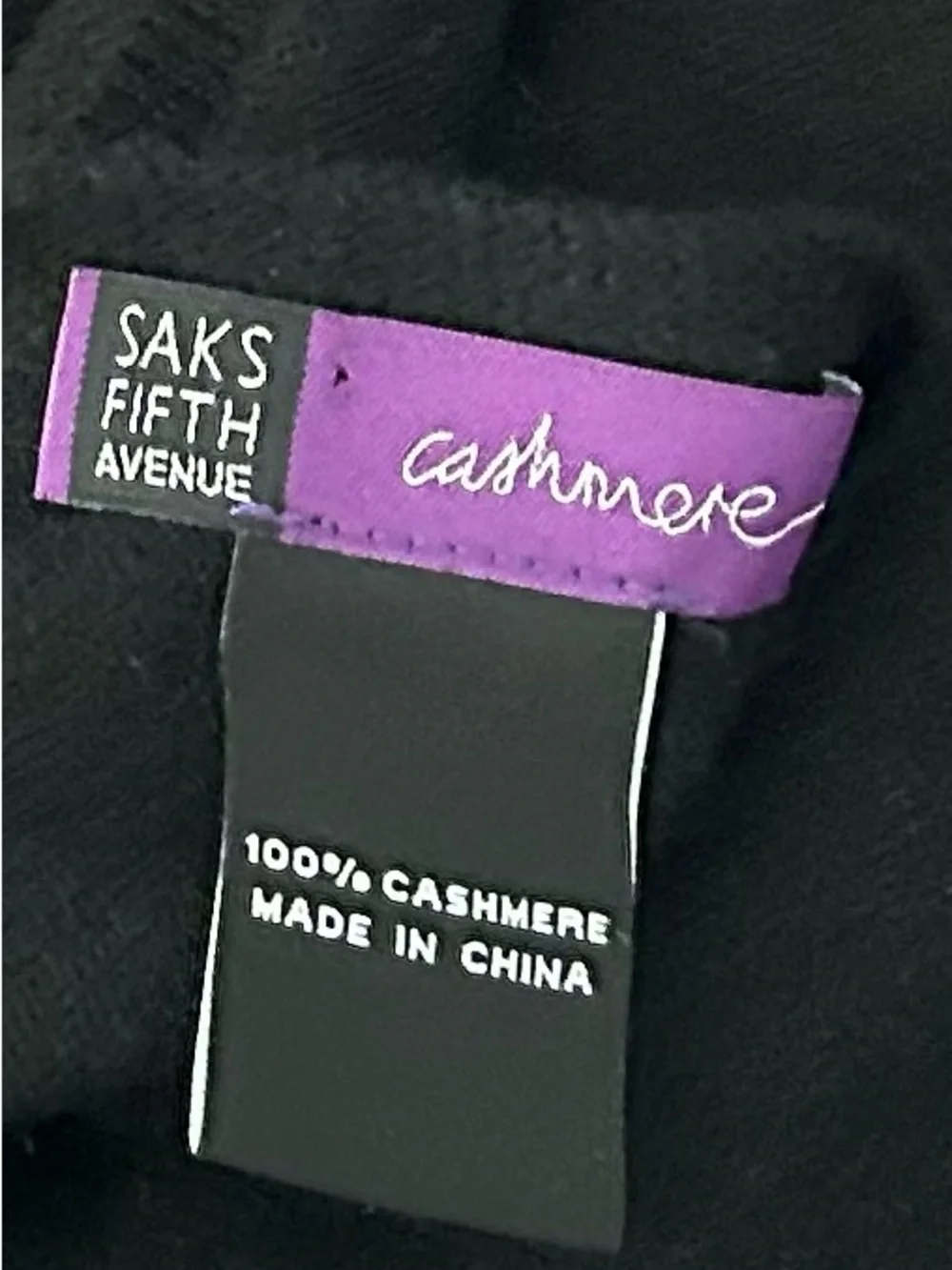 Saks Fifth Avenue Cashmere Black Oversized Scarf Shawl Wrap 75x 20” Soft Luxury